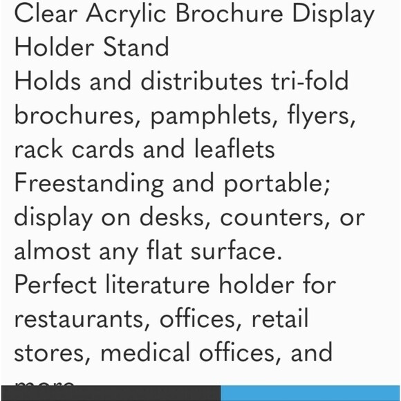 Brochure ‎ Display Double  Holder Stand Acrylic    W4.5x9H  There Is 10 New - Picture 3 of 11